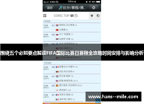 围绕五个必知要点解读FIFA国际比赛日赛程全攻略时间安排与影响分析